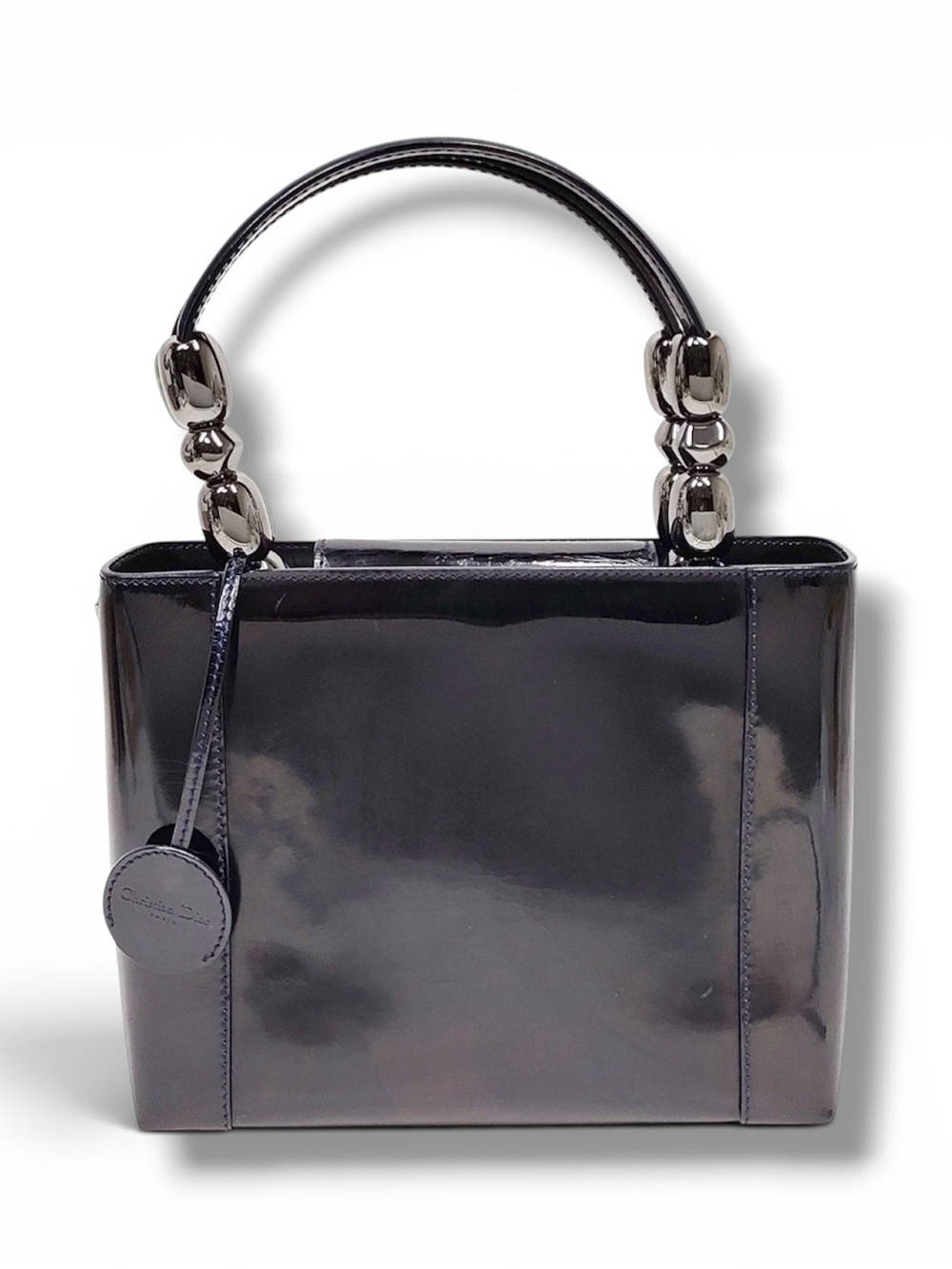 Christian Dior Vintage 1999 Malice Pearl Bag Black Patent Leather Gunmetal Bag